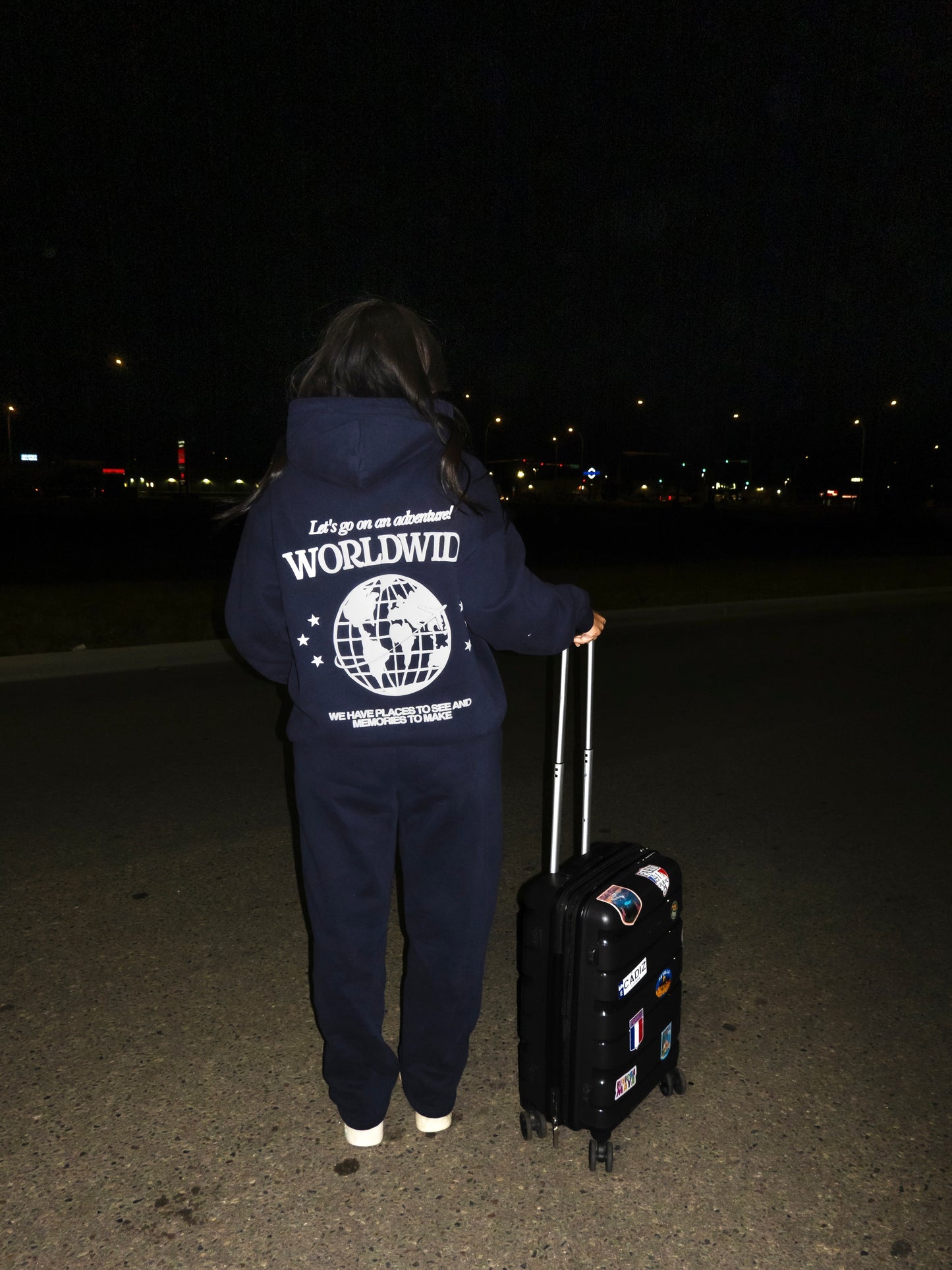 Let's Go On An Adventure! Worldwide - Dark Blue Hoodie
