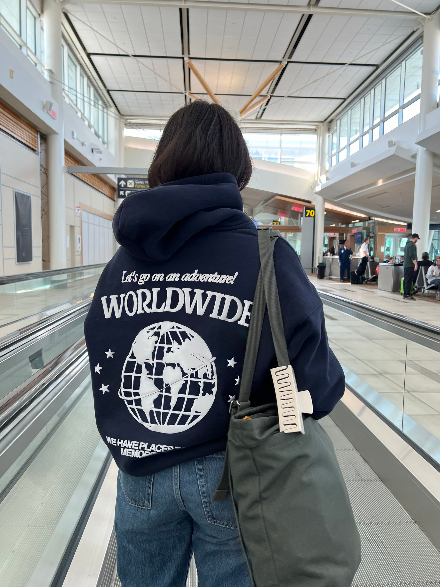 Let's Go On An Adventure! Worldwide - Dark Blue Hoodie