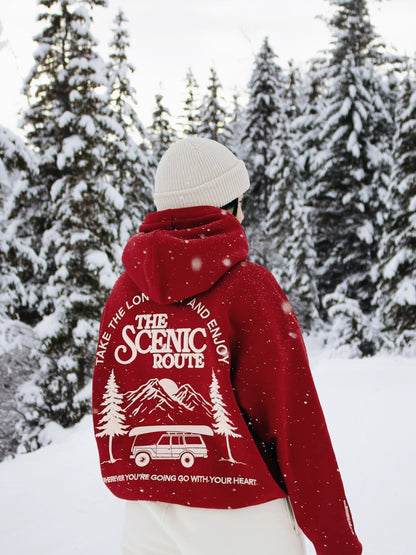 Take the Scenic Route Red Hoodie - COMING 2025