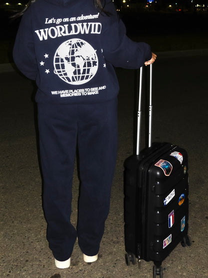 Travel The World Hoodie - Dark Blue Sweatpants