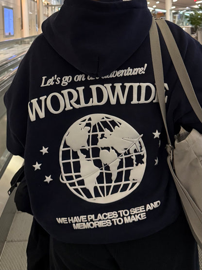 Travel The World Hoodie - Dark Blue Hoodie