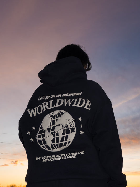 Travel The World Hoodie - Dark Blue