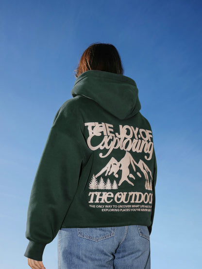 The Joy Of Exploring The Outdoors - Dark Green Hoodie