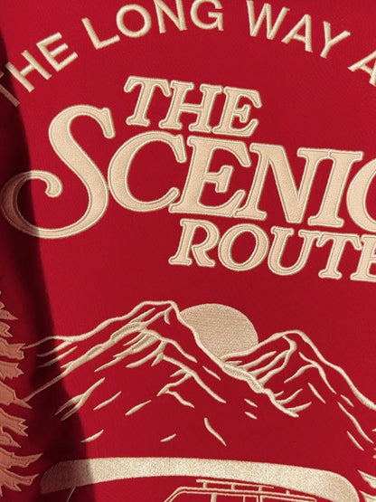 Take the Scenic Route Red Hoodie - COMING 2025